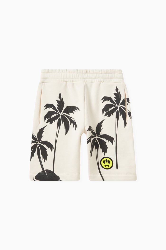 

Palm Tree-print Sweatshorts in Cotton, Neutral
