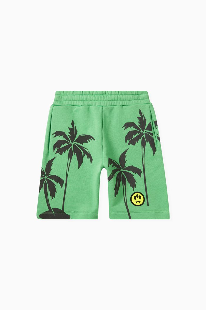 

Palm Tree-print Sweatshorts in Cotton, Green