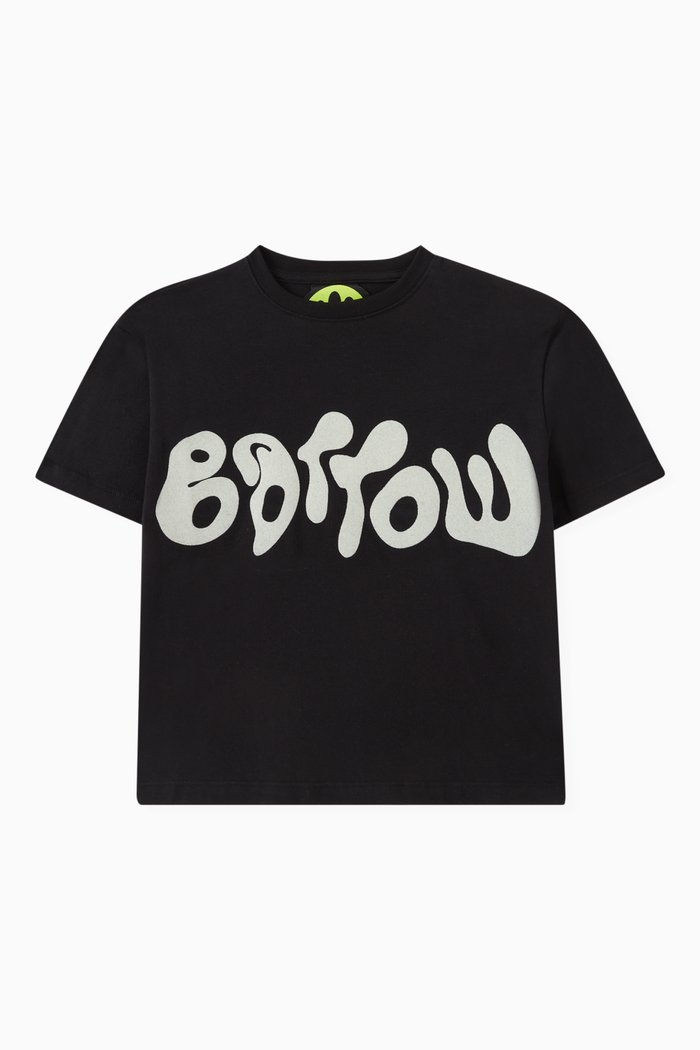 

Graphic Logo-print T-shirt in Cotton Jersey, Black
