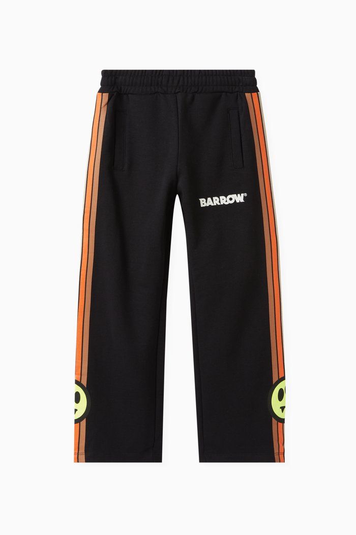 

Striped Joggers in Cotton, Black