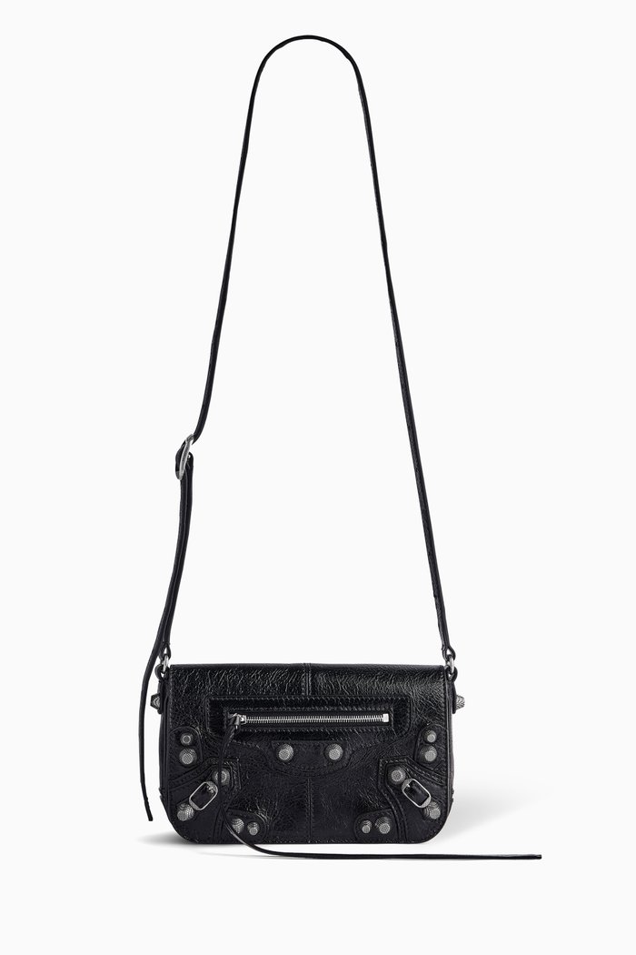 

Le Cagole Mini Flap Bag in Arena Lambskin, Black