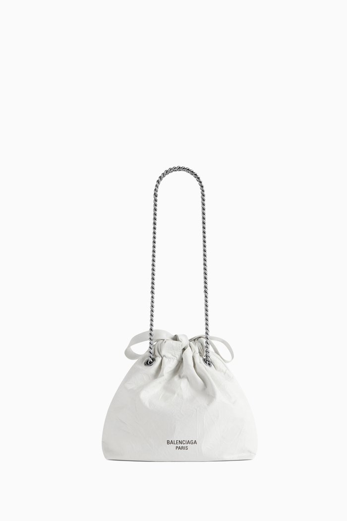 

XS Crush Tote Bag in Calfskin Leather, White