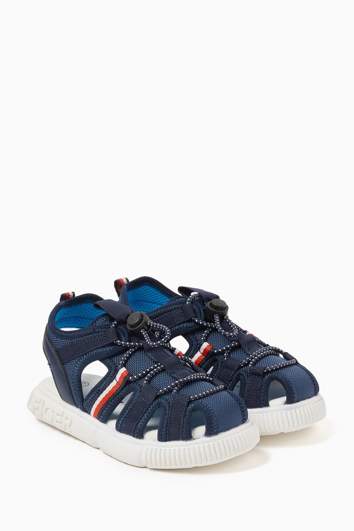 

Logo Closed Top Sandals in Mesh, Blue