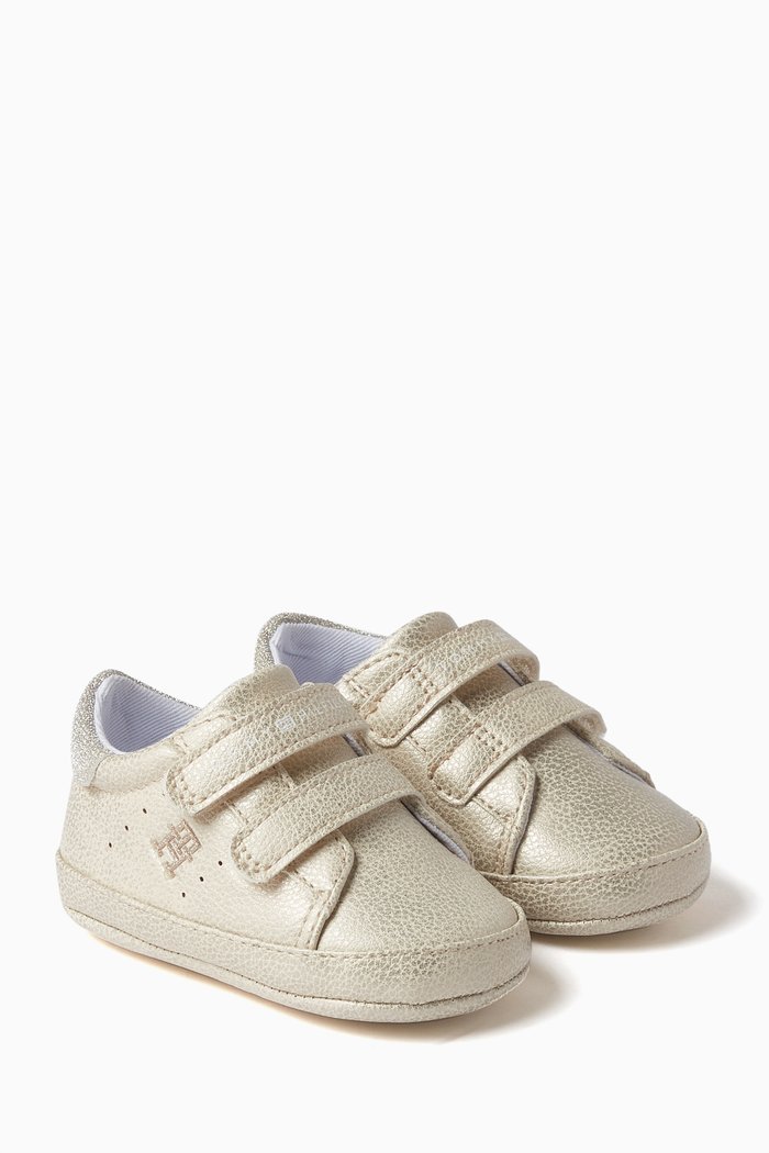 

Monogram Sneakers in Faux Leather, Gold