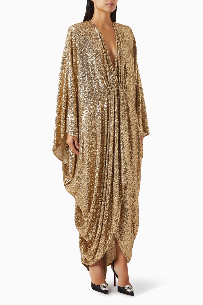 

Azoto Sequin-embellished Maxi Kaftan, Gold