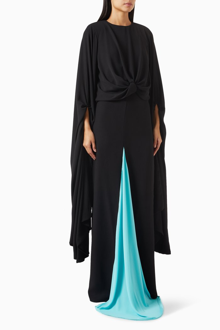 

Sheila Maxi Dress in Crepe de Chine, Black