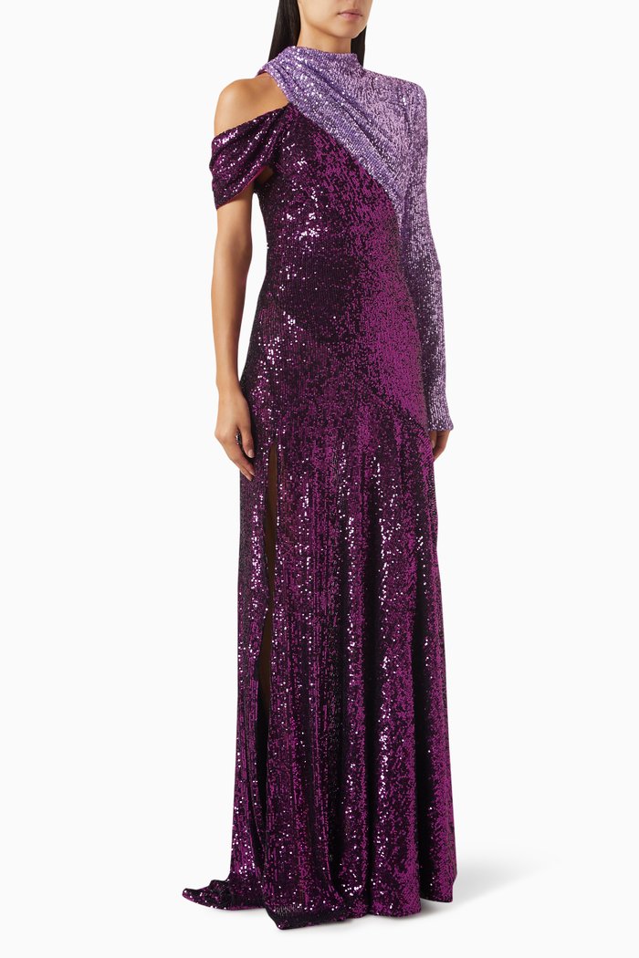 

Watch Sequin-embellished Maxi Dress, Purple