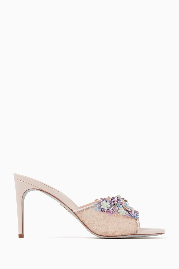 

Floral-embellished 80 Sandals in Lace, Blue