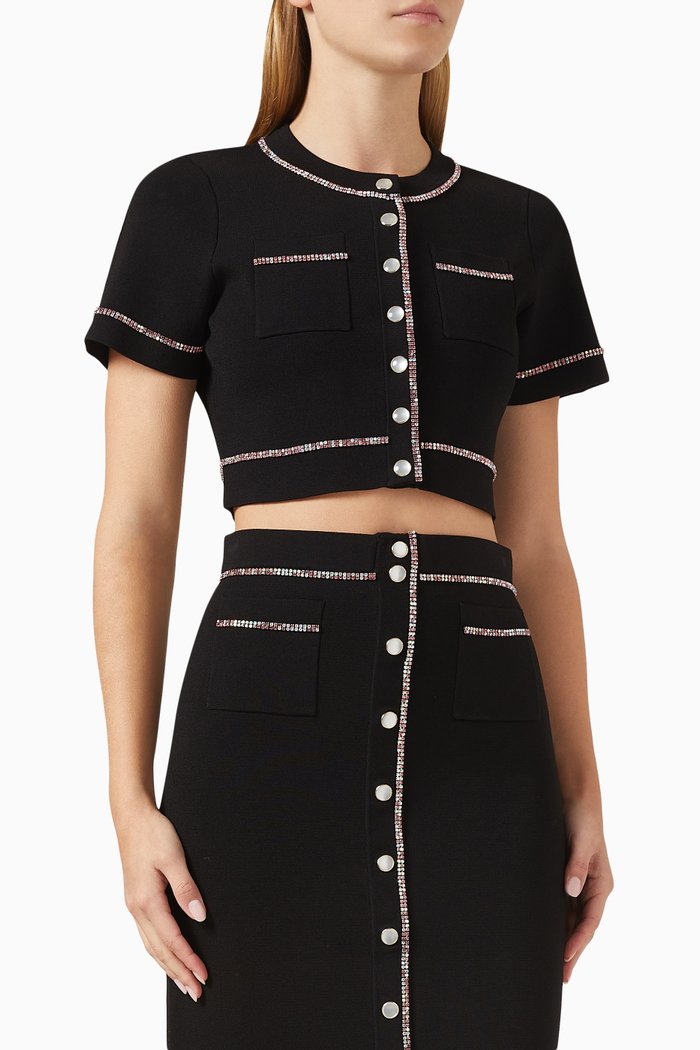 

Elsa Cropped Cardigan in Viscose-blend, Black