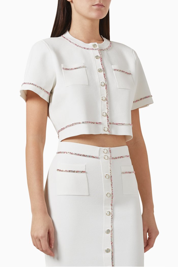 

Elsa Cropped Cardigan in Viscose-blend, White