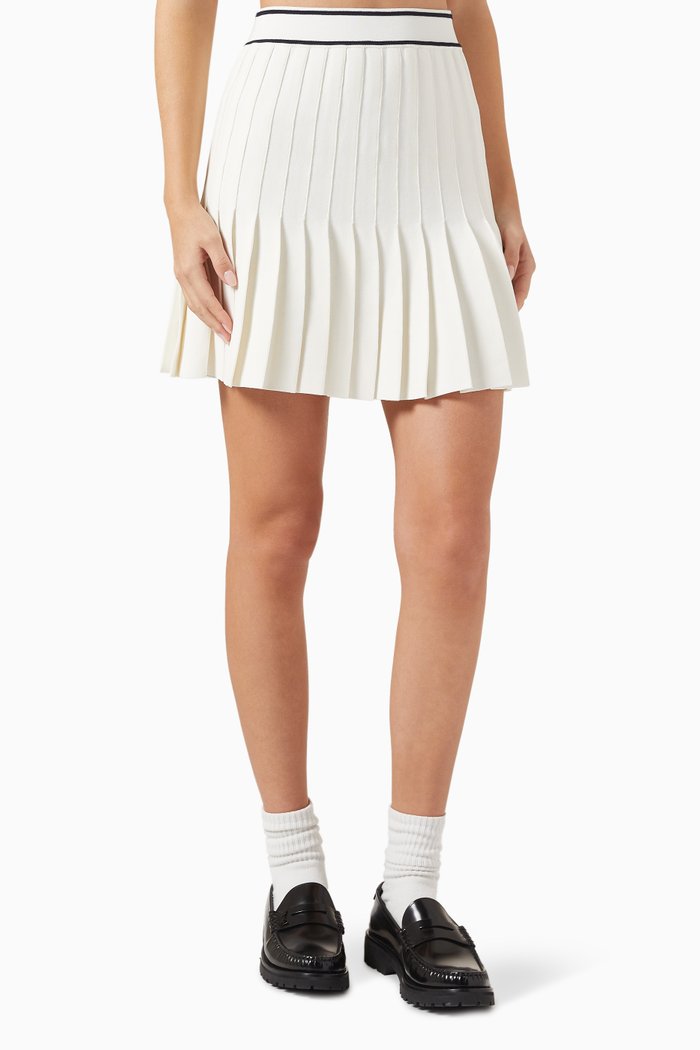 

School Pleated Mini Skirt in Viscose-blend, White
