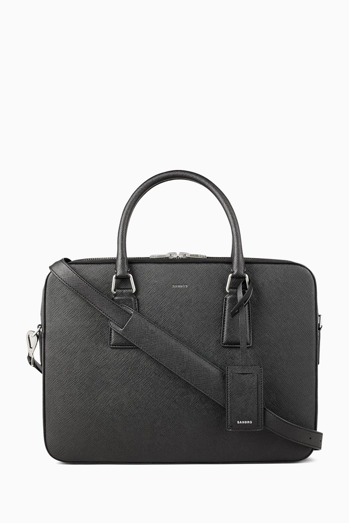 

Large Downtown Briefcase in Leather, Black