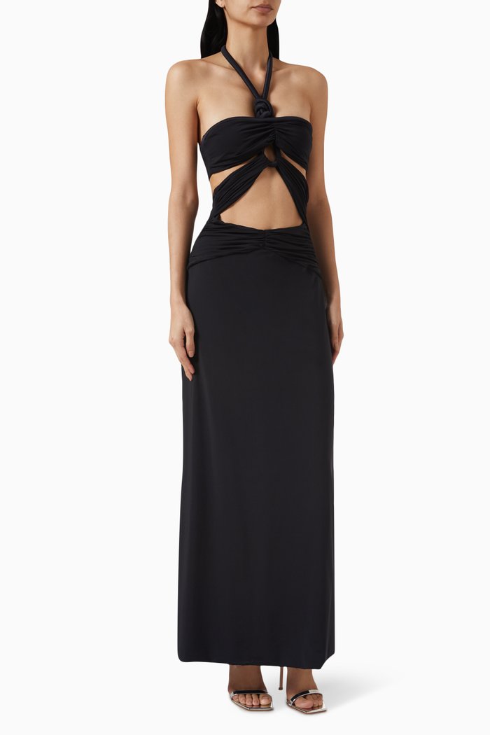 

Migramah Cut-out Midi Dress in Polyamide, Black