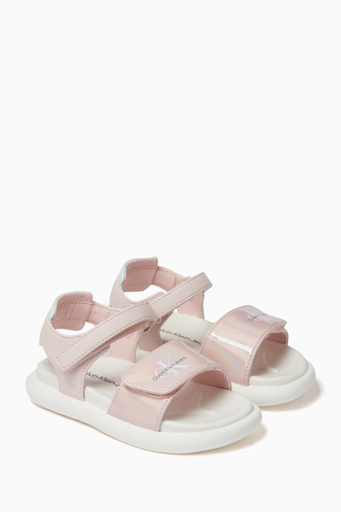 

Logo Sandals in Faux-leather, Pink