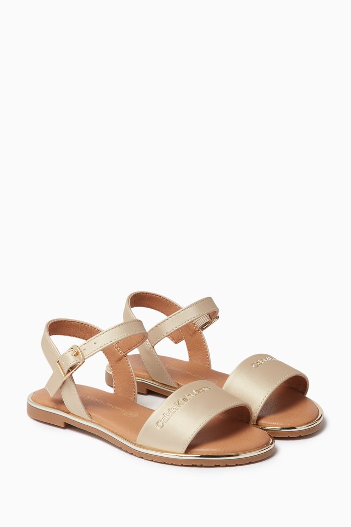 

Logo Sandals in Faux-leather, Gold