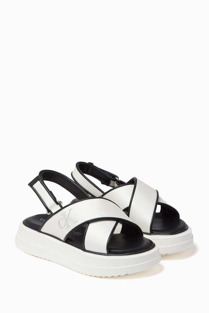 

Logo Sandals in Faux-leather, White