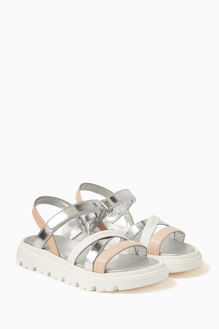 

Logo-detail Sandals in Faux Leather, White