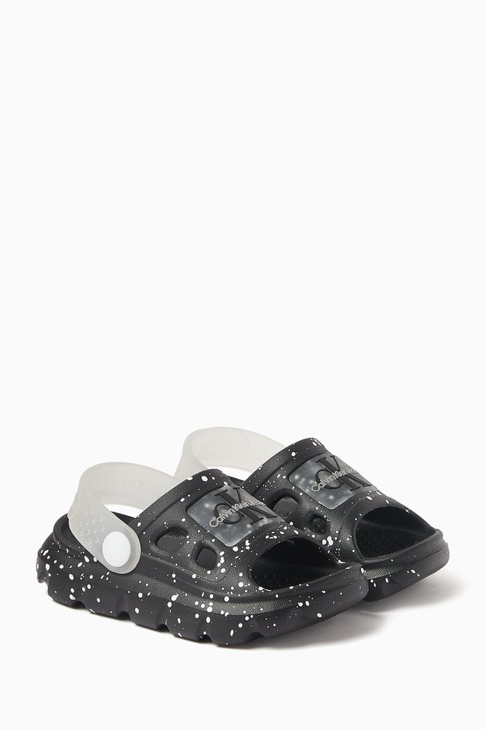 

All-over Paint-splatter Sandals in Rubber, Black