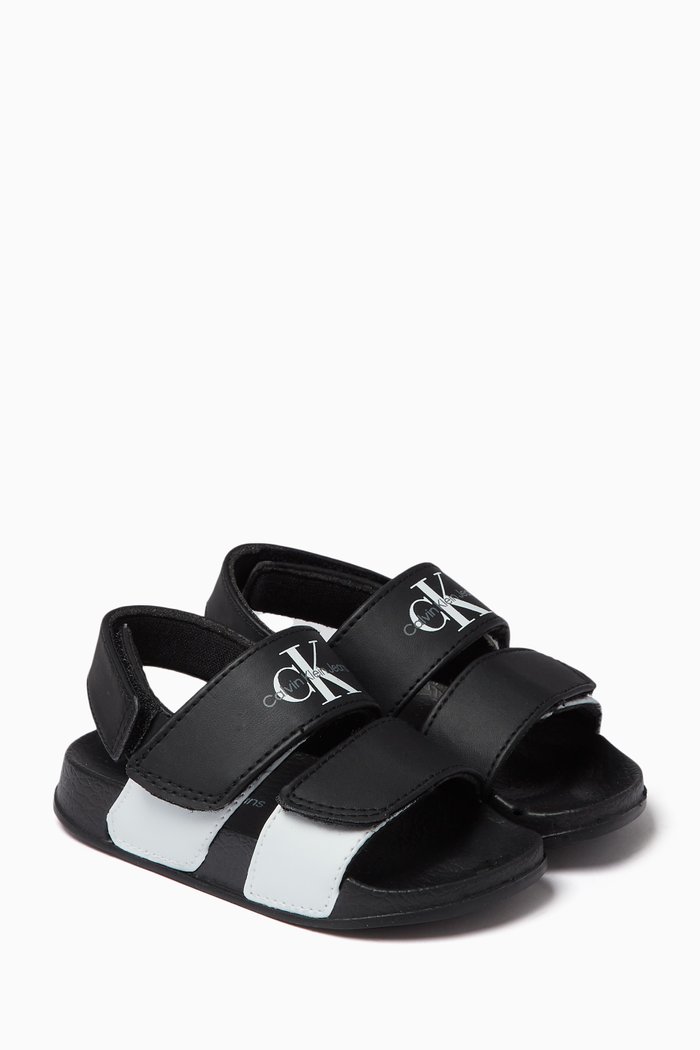 Logo Sandals in Faux-leather, Black