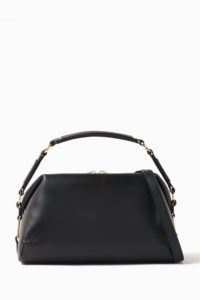

Short Handle Bag in Leather, Black