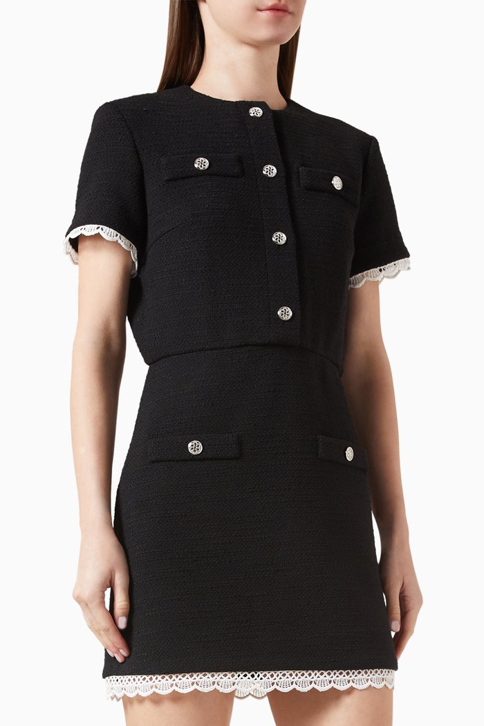 

Ramisa Buttoned Mini Dress in Tweed, Black