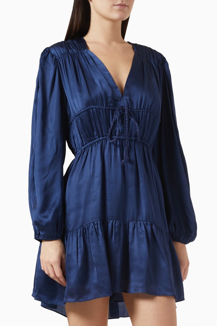 

Braided Mini Dress in Cupro, Blue