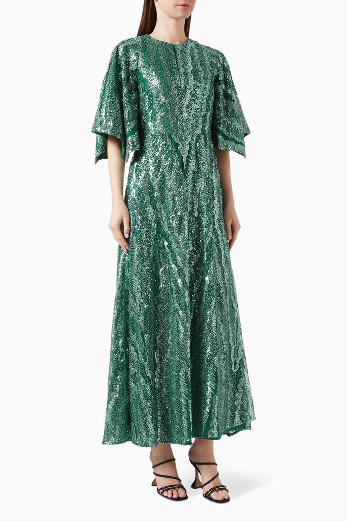 

Rilouisa Maxi Dress in Sequins, Green