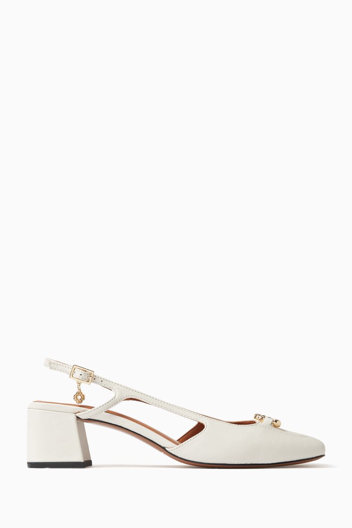 

Fedila 55 Slingback Mules in Leather, White