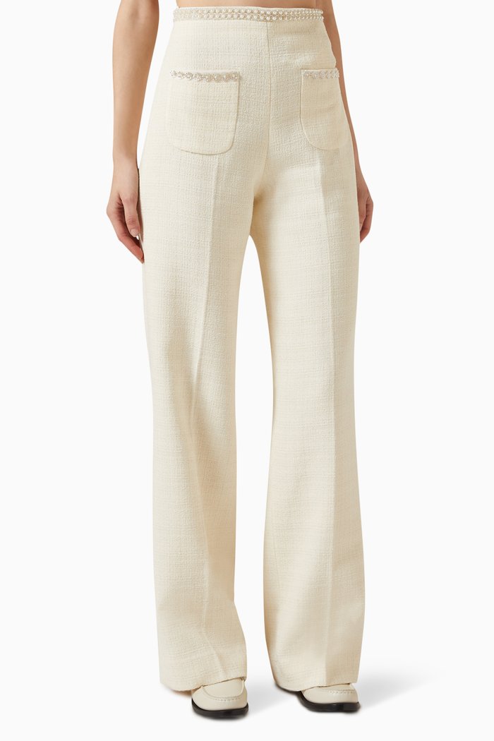 

Vaye Embellished High-rise Pants in Viscose-tweed, White