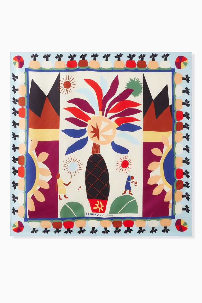 

All-over Print Scarf in Silk, Multicolour