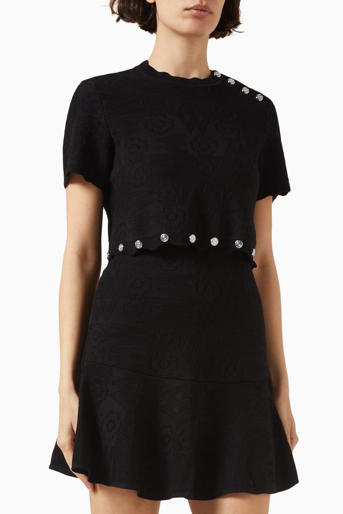 

Reveria Mini Dress in Jacquard, Black