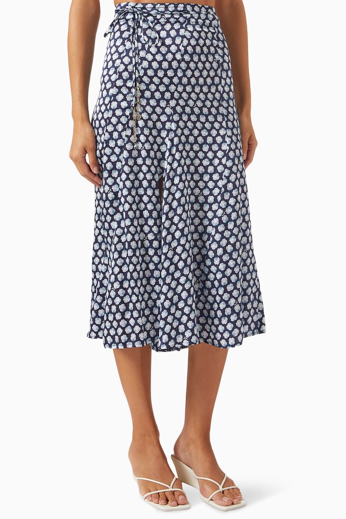 

Clover-print Midi Skirt in Viscose, Multicolour