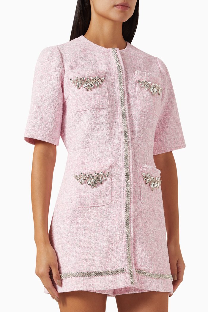 

Ipop Crystal-embellished Playsuit in Tweed, Pink