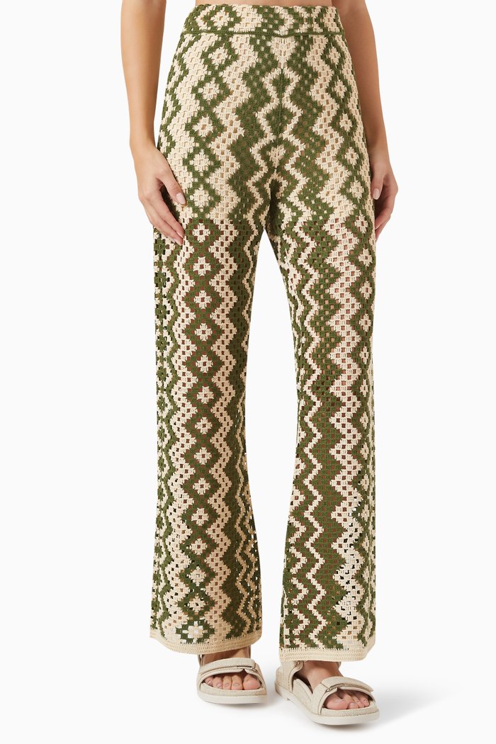 

Henrik Wide-leg Pants in Crochet, Multicolour