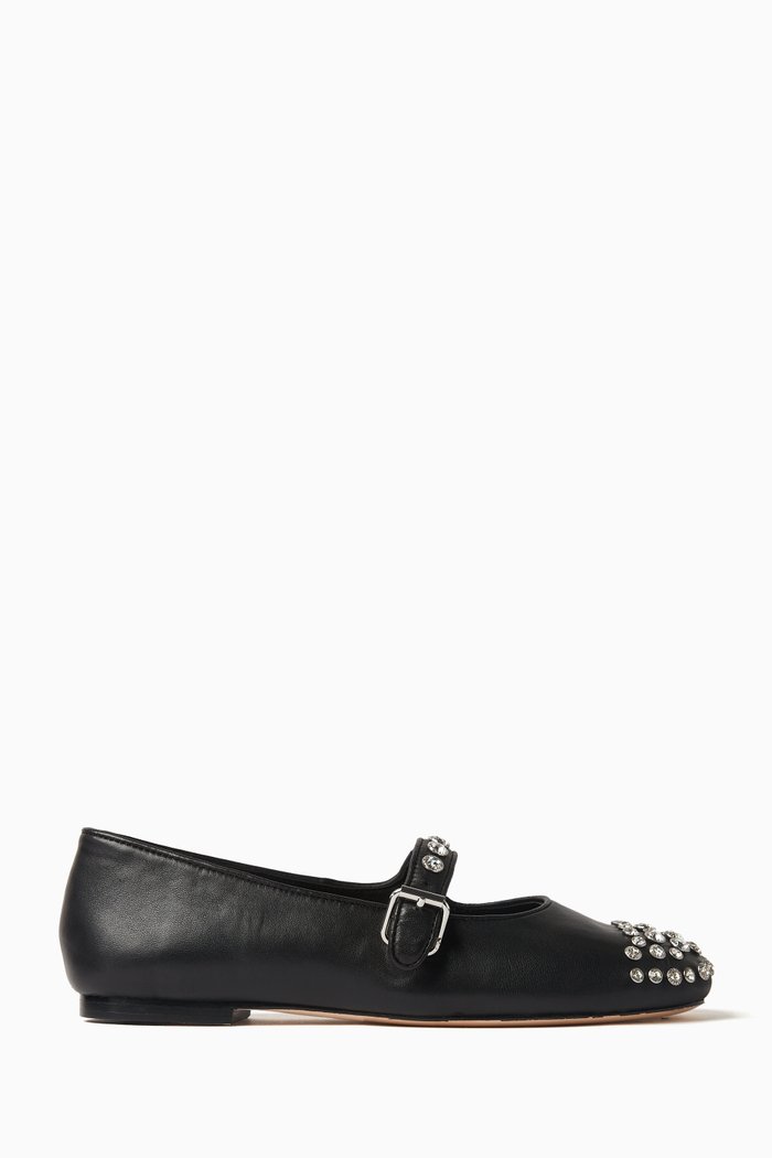 

Salna Embellished Ballet Flats in Leather, Black