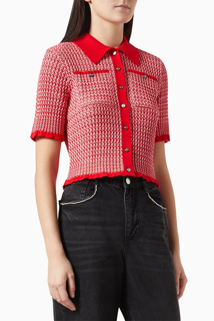 

Manamaille Polo Shirt in Rib-knit, Red