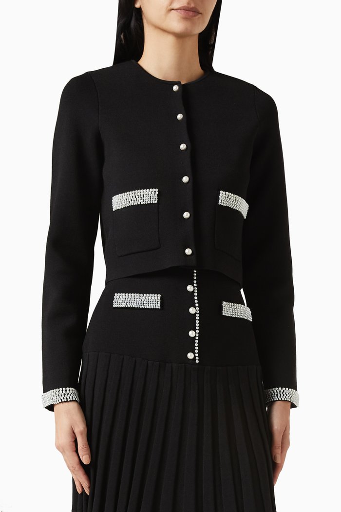 

Beaded Cardigan in Knit, Black