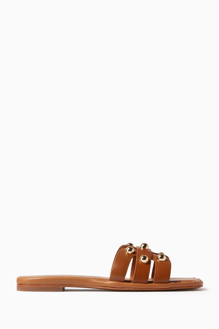 

Stud-embellished Mules in Leather, Brown