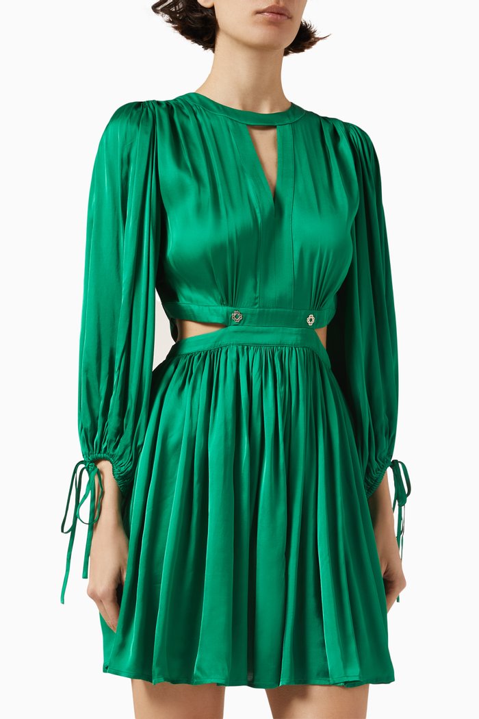 Risora Cut-out Dress in Satin, Green