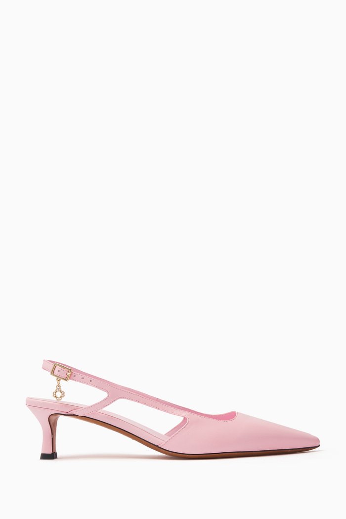 

Fayna 55 Slingback Mules in Leather, Pink