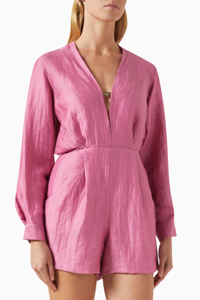 

Iroly Playsuit in Linen-blend, Pink