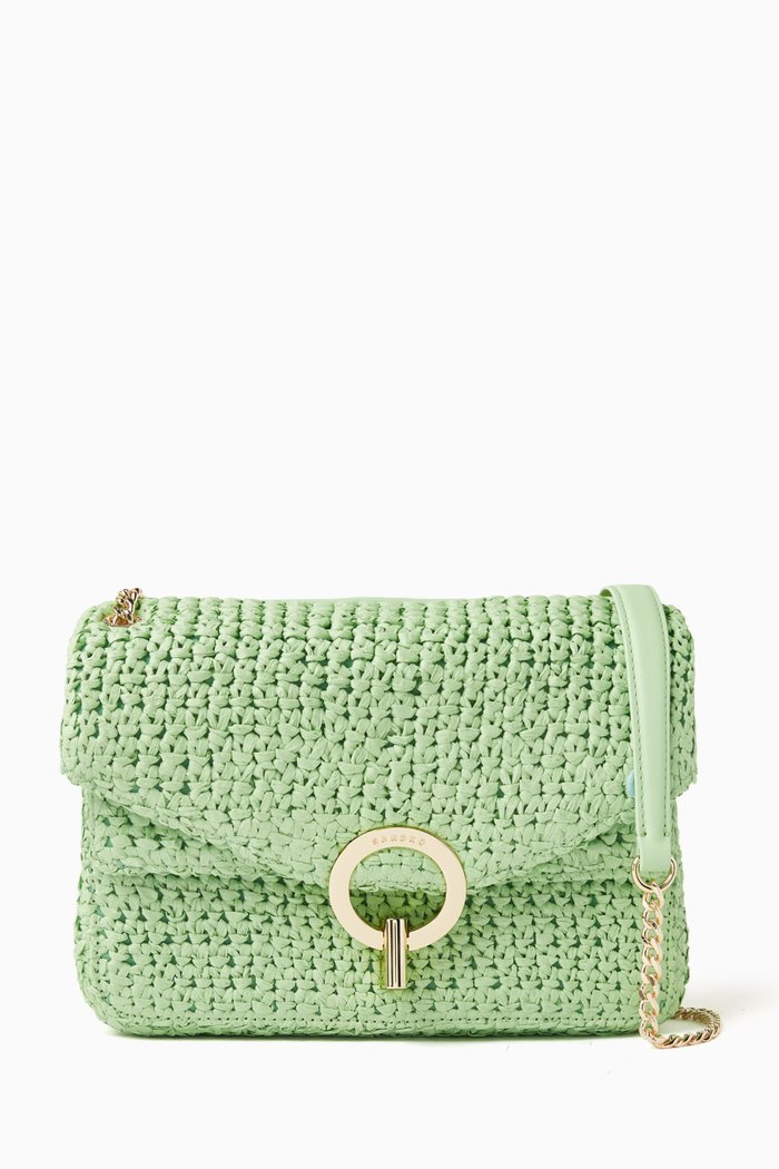

YZA Shoulder Bag in Raffia, Green