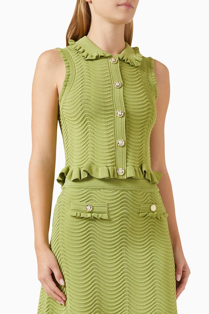 

Lina Crop Top in Textured-viscose, Green