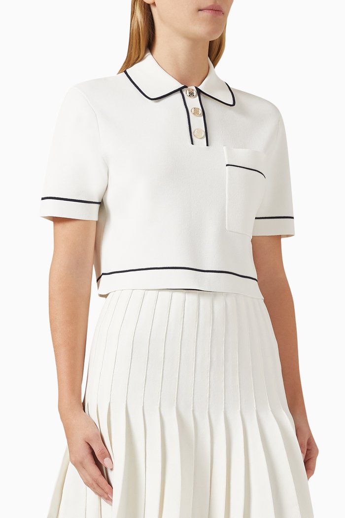 High Polo Shirt in Viscose-knit, White