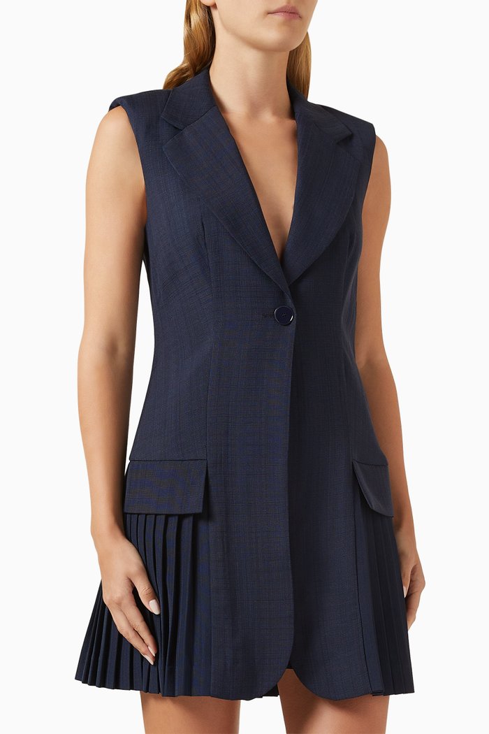 

Carine Jacket-style Mini Dress in Viscose, Blue