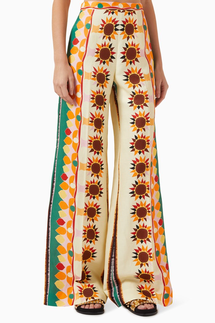 Printed Flared Pants, Multicolour