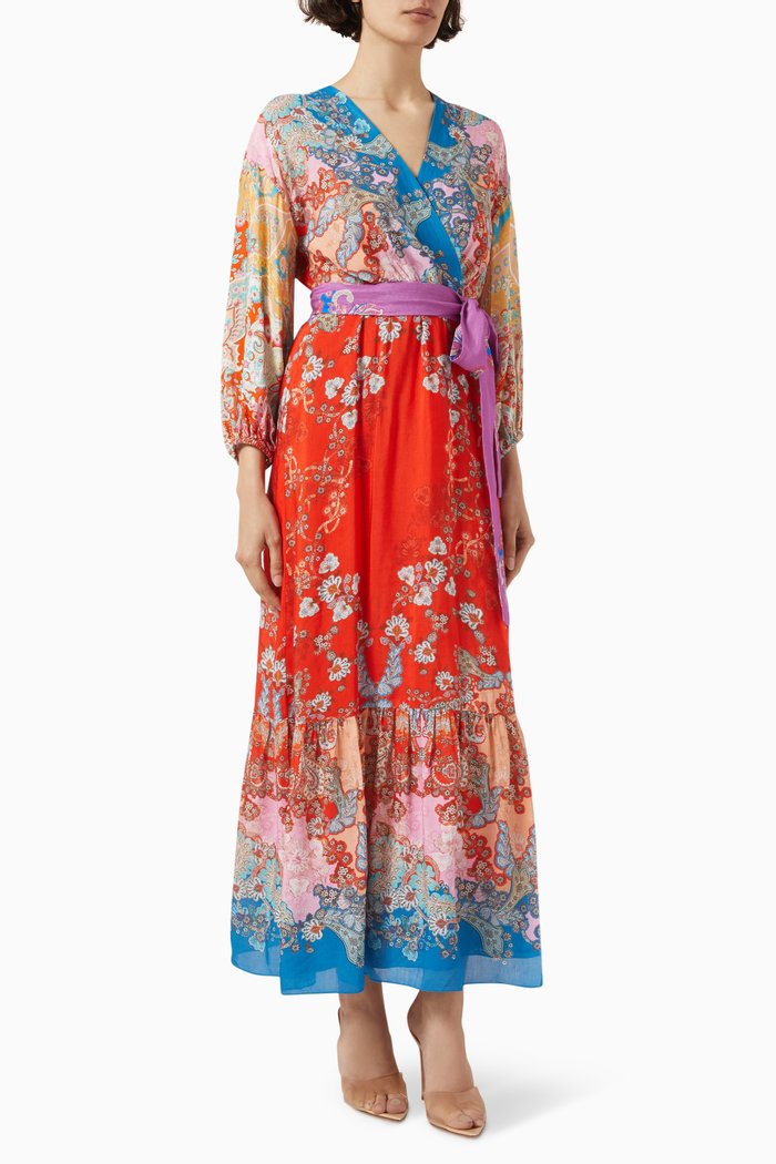 

Ava Maxi Dress in Viscose & Linen, Multicolour
