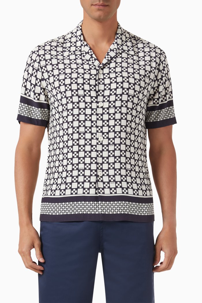 

Square Cross Shirt in Viscose, Blue