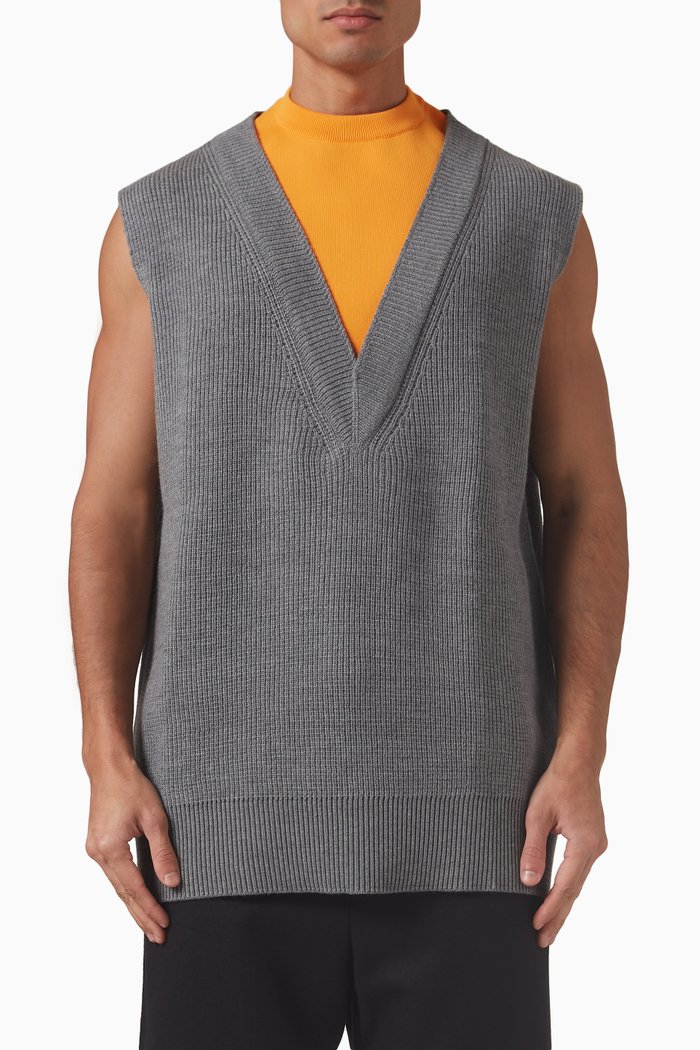 

Gilet Oversized Vest in Wool-blend, Grey
