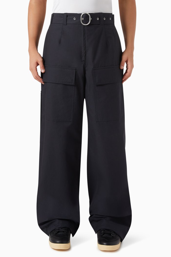 

Belted Pants in Organic Cotton, Blue